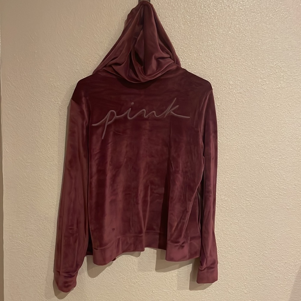 EUC PINK BY VICTORIA SECRET VELVET PURPLE ZIP UP SIZE MEDIUM​​​​​​​​​